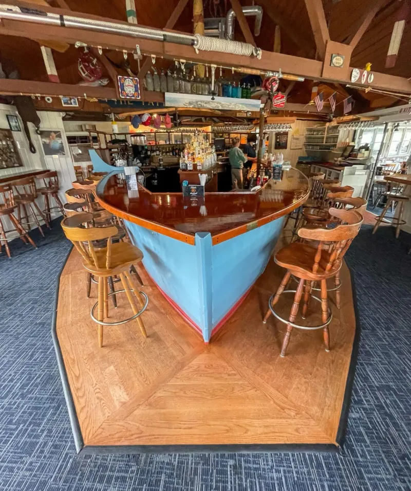 The bar at Mattakeese Wharf, built to look like a boat