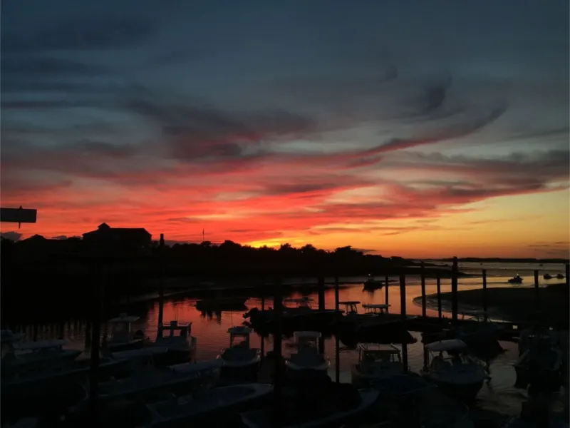 Red sunset over the harbor
